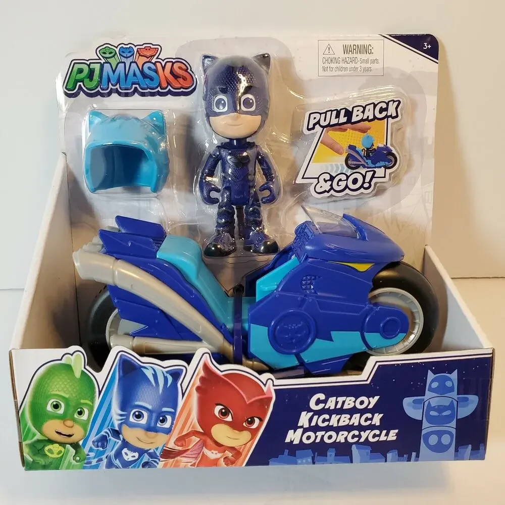 PJ Masks Catboy Kickback Motorcycle Figure Vehicle Helmet Cat Boy Pull Back & Go